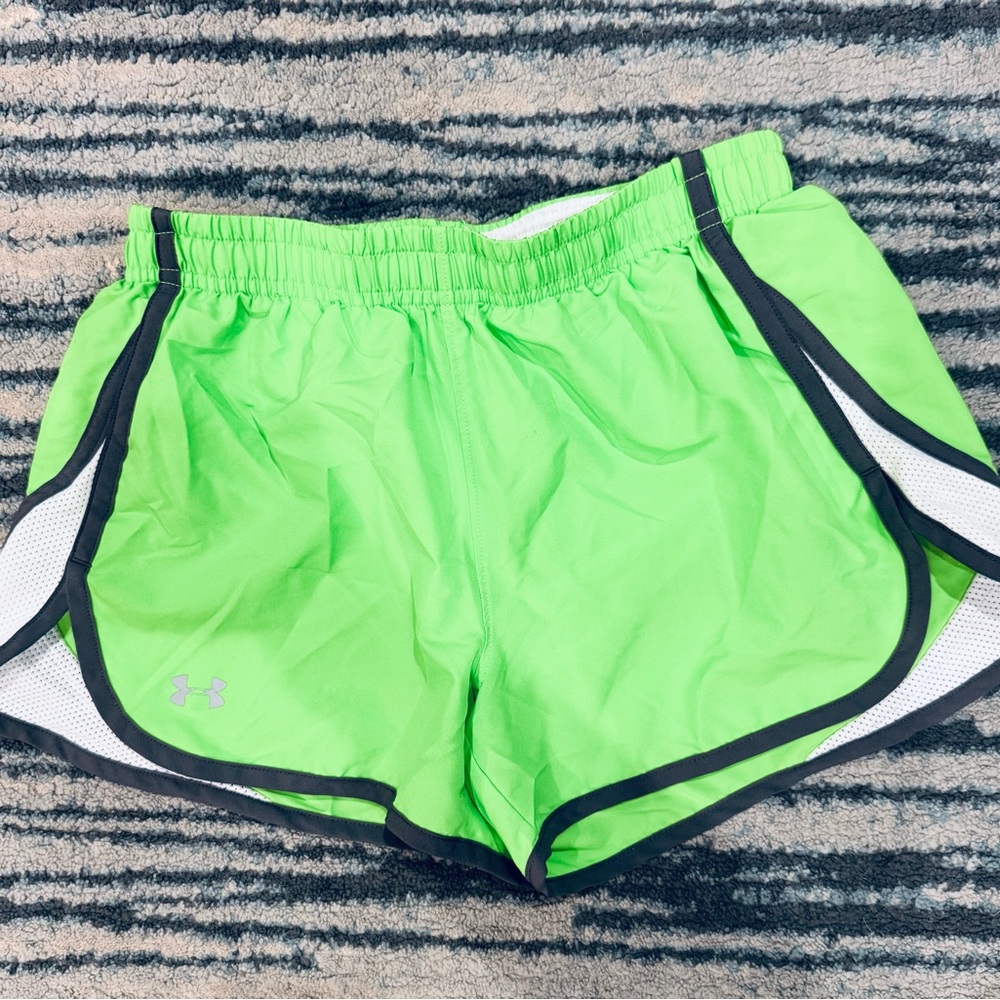 Under Armour Women's Neon Green and Black Athletic Shorts